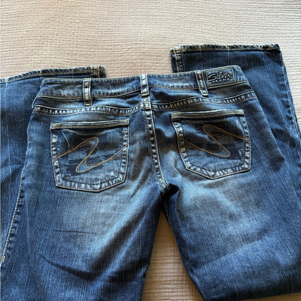 2 Pairs! Silver Jeans Women's Boot Cut Jeans - Dark Blue - Picture 8 of 9